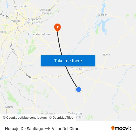 Horcajo De Santiago to Villar Del Olmo map