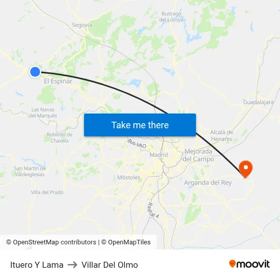 Ituero Y Lama to Villar Del Olmo map