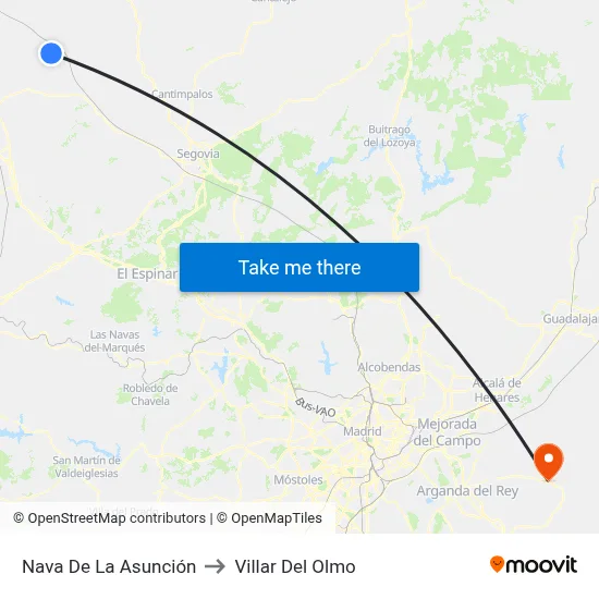 Nava De La Asunción to Villar Del Olmo map