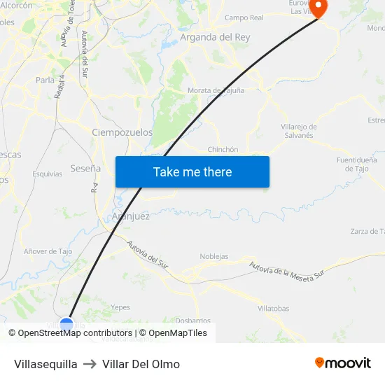Villasequilla to Villar Del Olmo map