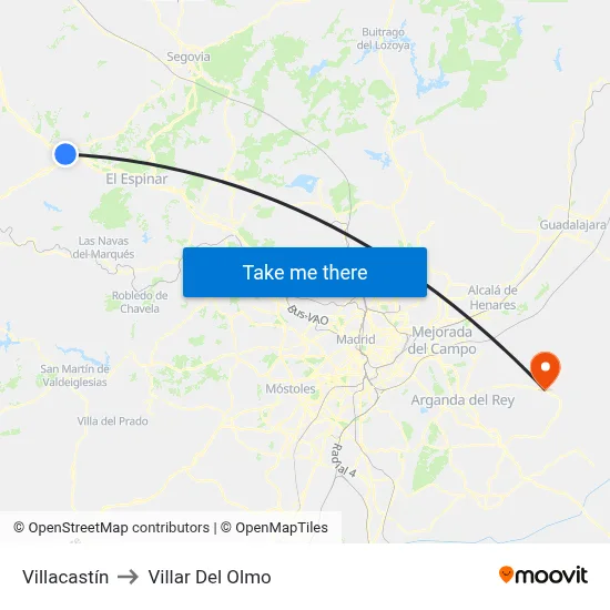 Villacastín to Villar Del Olmo map