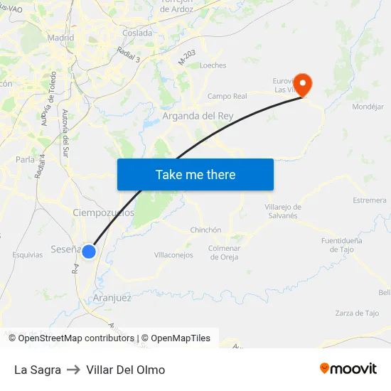 La Sagra to Villar Del Olmo map