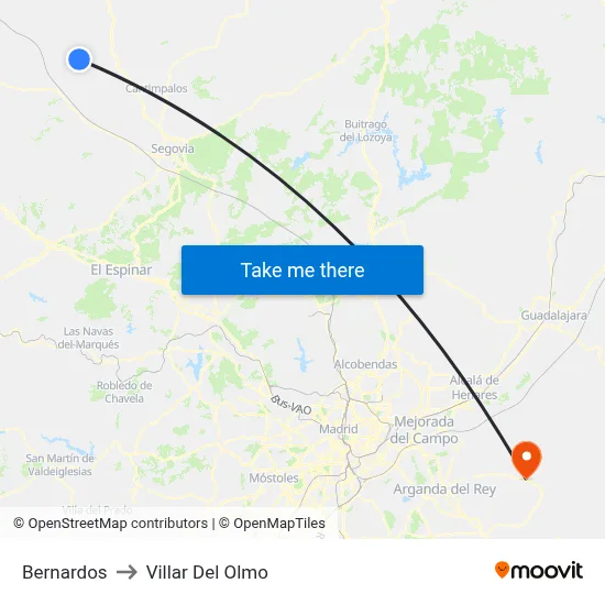 Bernardos to Villar Del Olmo map