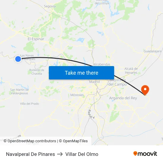 Navalperal De Pinares to Villar Del Olmo map