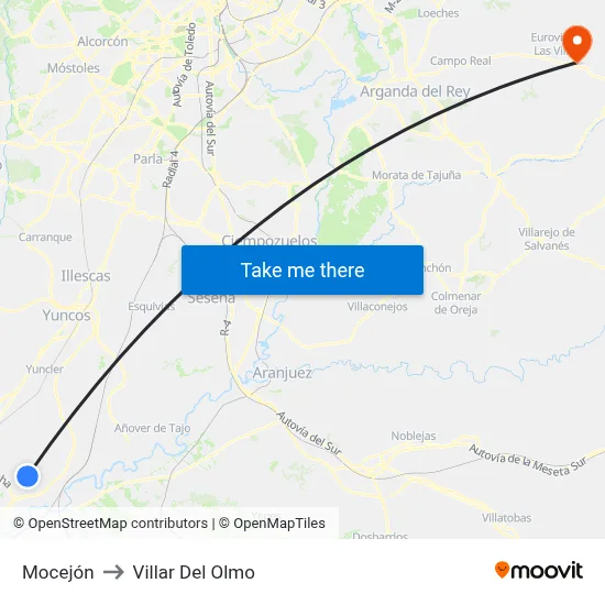 Mocejón to Villar Del Olmo map