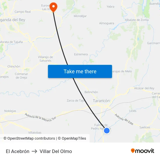 El Acebrón to Villar Del Olmo map
