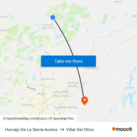 Horcajo De La Sierra-Aoslos to Villar Del Olmo map