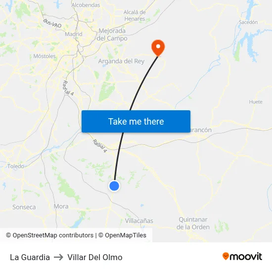 La Guardia to Villar Del Olmo map