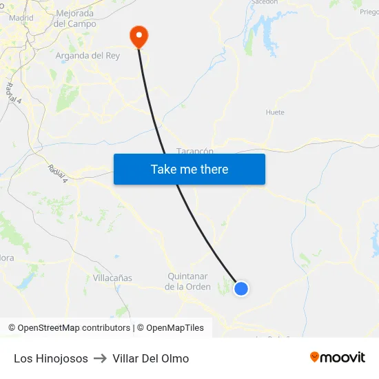 Los Hinojosos to Villar Del Olmo map