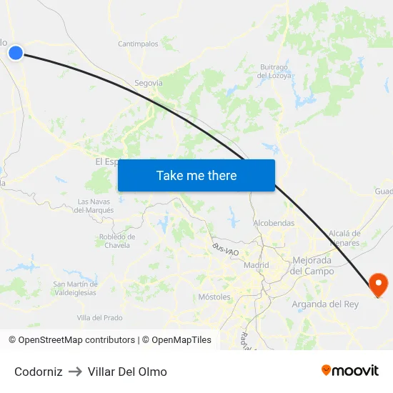 Codorniz to Villar Del Olmo map