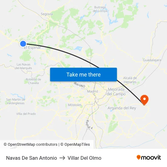 Navas De San Antonio to Villar Del Olmo map