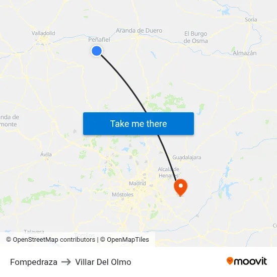 Fompedraza to Villar Del Olmo map