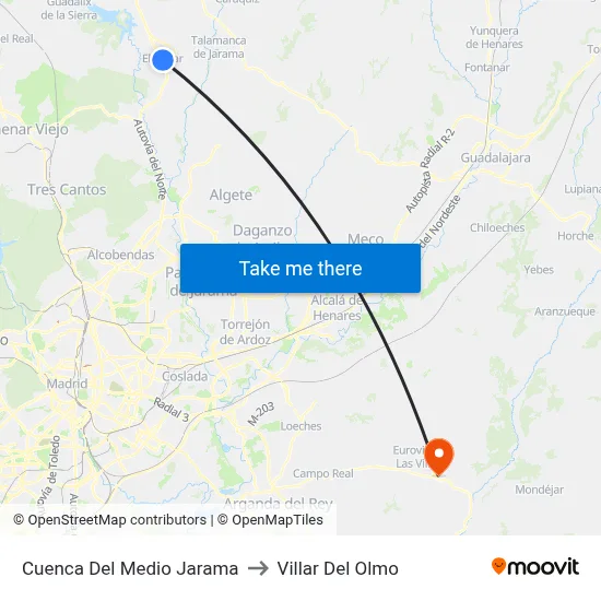 Cuenca Del Medio Jarama to Villar Del Olmo map