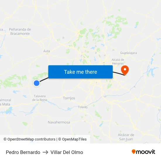 Pedro Bernardo to Villar Del Olmo map