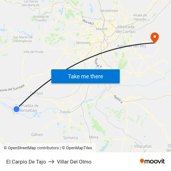 El Carpio De Tajo to Villar Del Olmo map