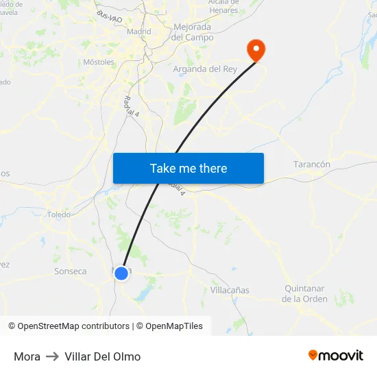 Mora to Villar Del Olmo map