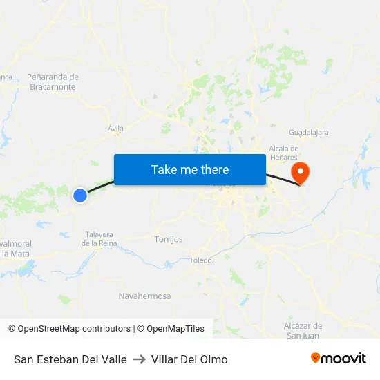 San Esteban Del Valle to Villar Del Olmo map