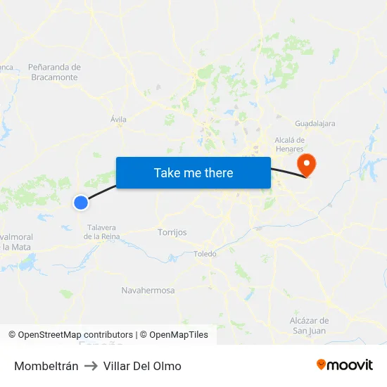 Mombeltrán to Villar Del Olmo map