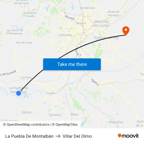 La Puebla De Montalbán to Villar Del Olmo map