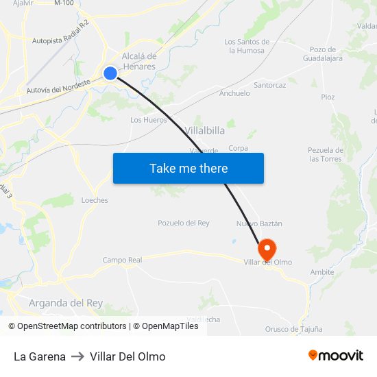 La Garena to Villar Del Olmo map