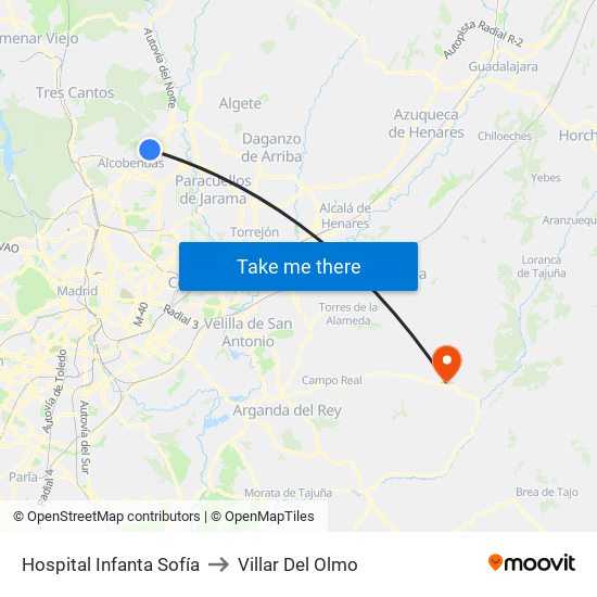 Hospital Infanta Sofía to Villar Del Olmo map