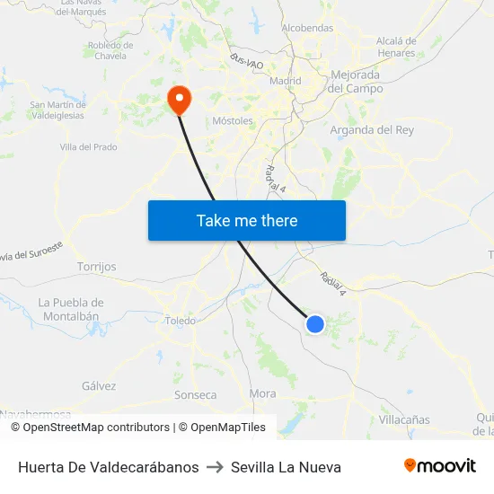 Huerta De Valdecarábanos to Sevilla La Nueva map