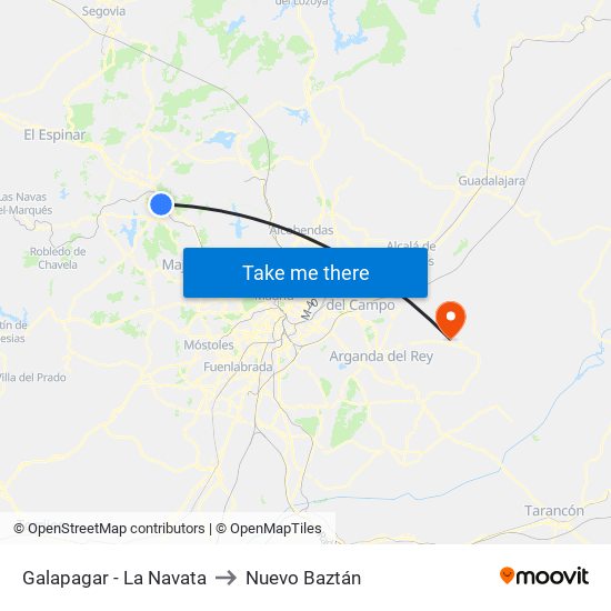 Galapagar - La Navata to Nuevo Baztán map