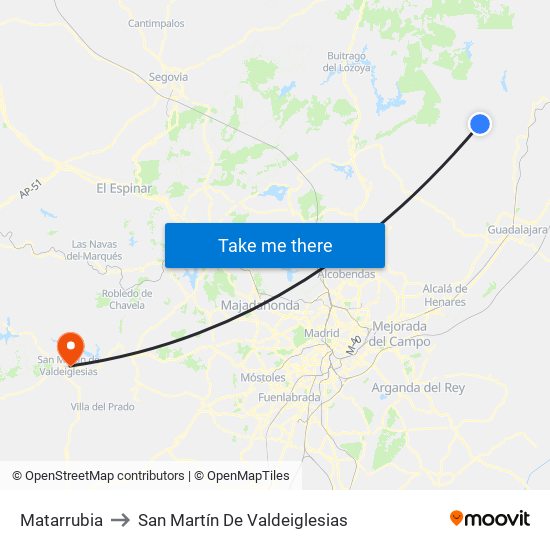 Matarrubia to San Martín De Valdeiglesias map