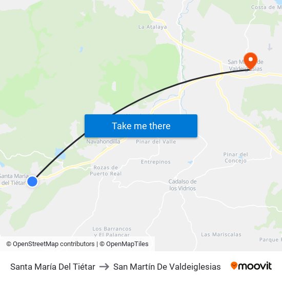 Santa María Del Tiétar to San Martín De Valdeiglesias map