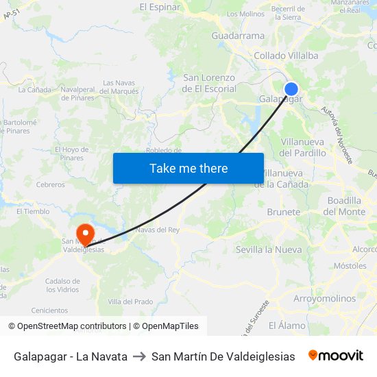 Galapagar - La Navata to San Martín De Valdeiglesias map