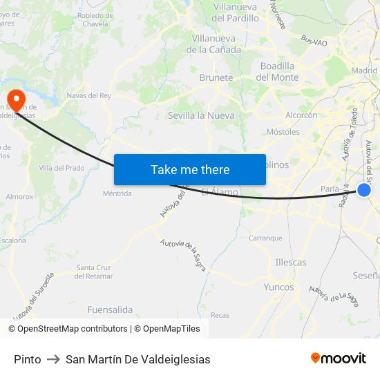 Pinto to San Martín De Valdeiglesias map