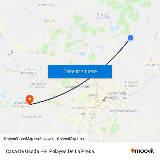 Casa De Uceda to Pelayos De La Presa map