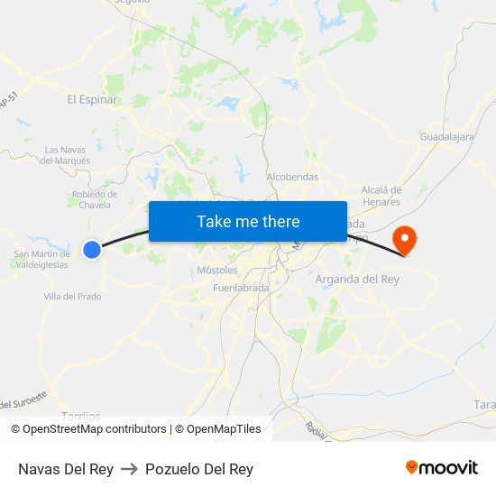 Navas Del Rey to Pozuelo Del Rey map