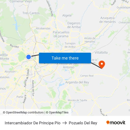 Intercambiador De Príncipe Pío to Pozuelo Del Rey map