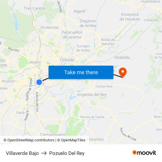 Villaverde Bajo to Pozuelo Del Rey map