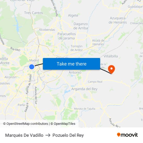 Marqués De Vadillo to Pozuelo Del Rey map