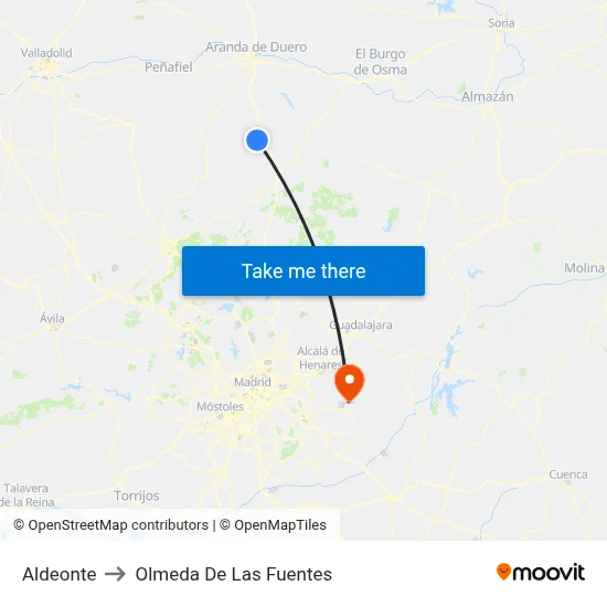 Aldeonte to Olmeda De Las Fuentes map