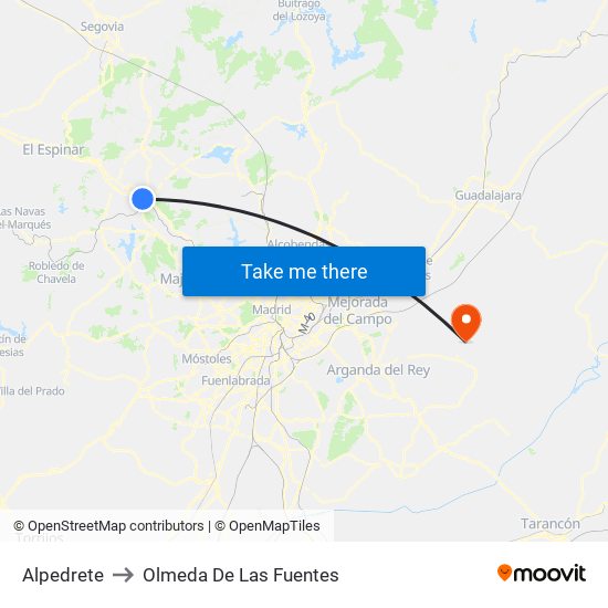 Alpedrete to Olmeda De Las Fuentes map