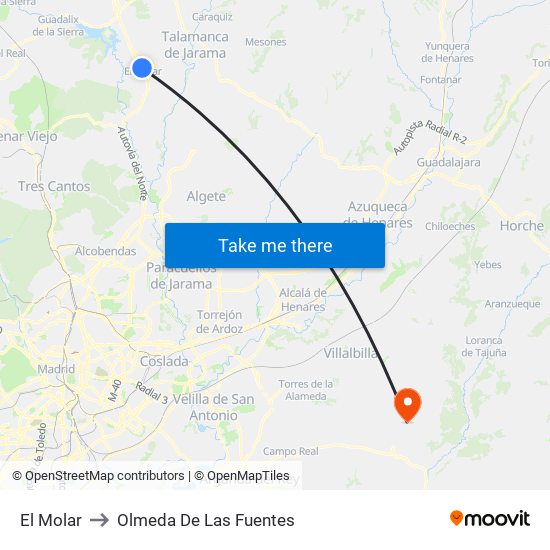 El Molar to Olmeda De Las Fuentes map