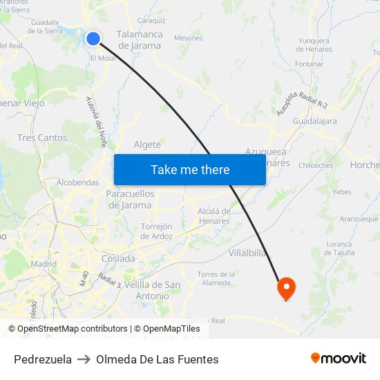 Pedrezuela to Olmeda De Las Fuentes map