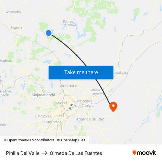 Pinilla Del Valle to Olmeda De Las Fuentes map