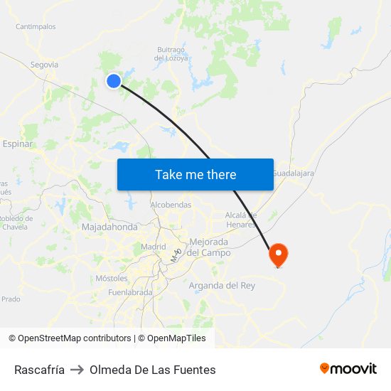 Rascafría to Olmeda De Las Fuentes map