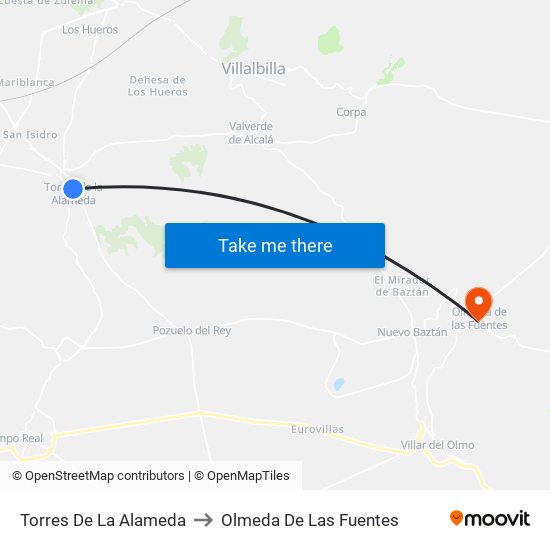 Torres De La Alameda to Olmeda De Las Fuentes map