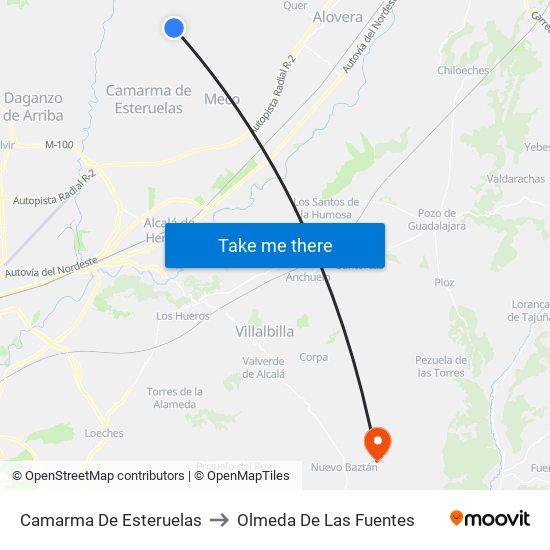 Camarma De Esteruelas to Olmeda De Las Fuentes map