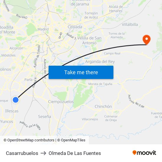 Casarrubuelos to Olmeda De Las Fuentes map
