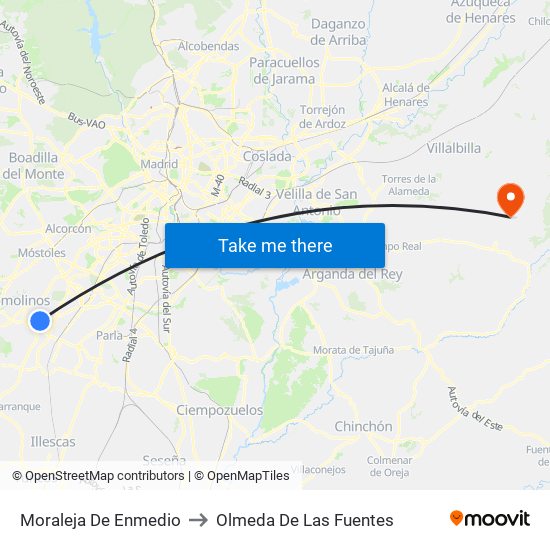 Moraleja De Enmedio to Olmeda De Las Fuentes map