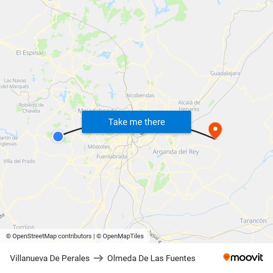 Villanueva De Perales to Olmeda De Las Fuentes map