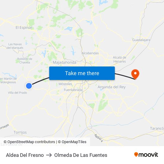 Aldea Del Fresno to Olmeda De Las Fuentes map
