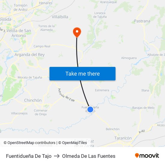 Fuentidueña De Tajo to Olmeda De Las Fuentes map