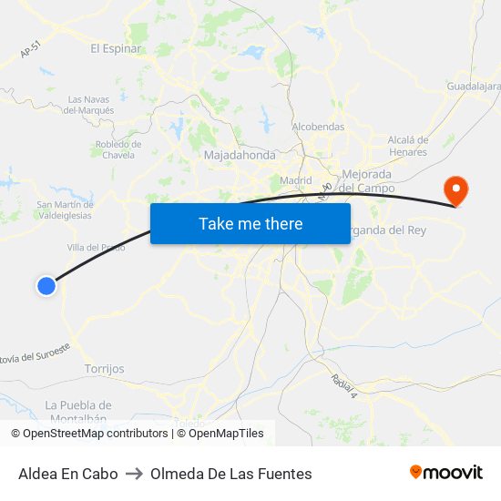 Aldea En Cabo to Olmeda De Las Fuentes map